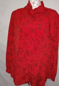 Vintage La Chine 20 Red Black Floral Top Plus